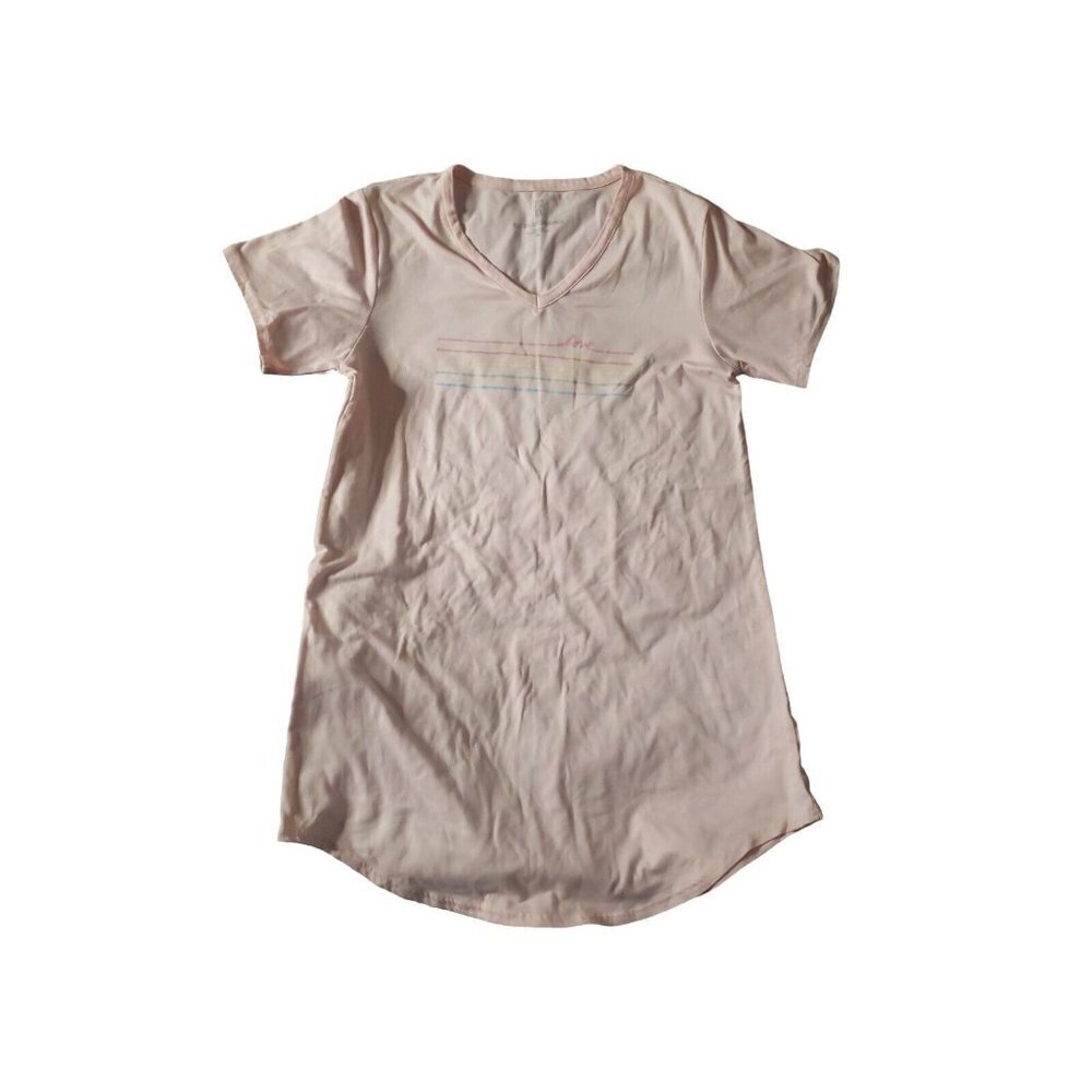 Ellen Degeneres Pink LOVE Short Sleeve Pajamas Sleep Shirt Soft Stretch Medium